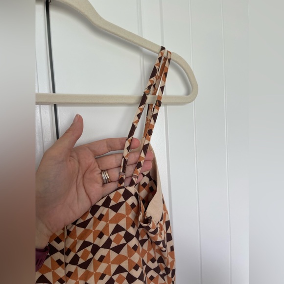 coco + jaimeson • Retro Geo Print Spaghetti Strap Wide Leg Jumpsuit • Fall Tones - Picture 10 of 15